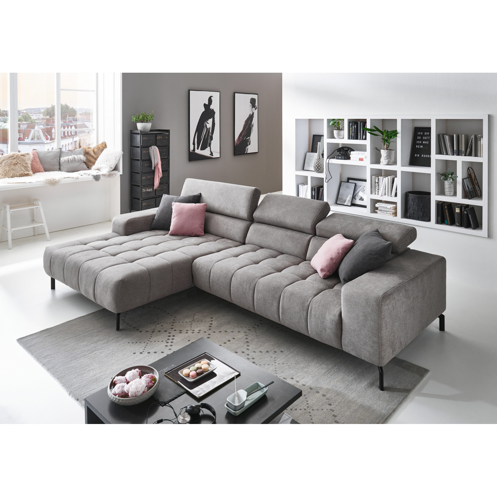 Ecksofa Viola Stoff Nemo granit