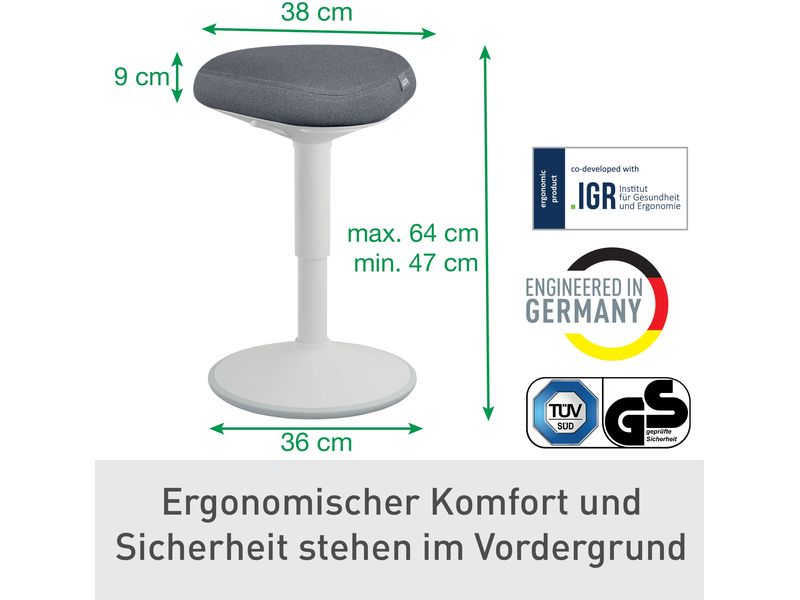 Leitz Ergo Active Sitzhocker Hellgrau Ergonomischer Hocker