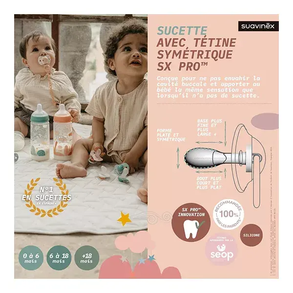 Conjunto de presente Suavinex com mamadeira, chupeta e prendedor de chupeta, rosa Dreams, 270ml