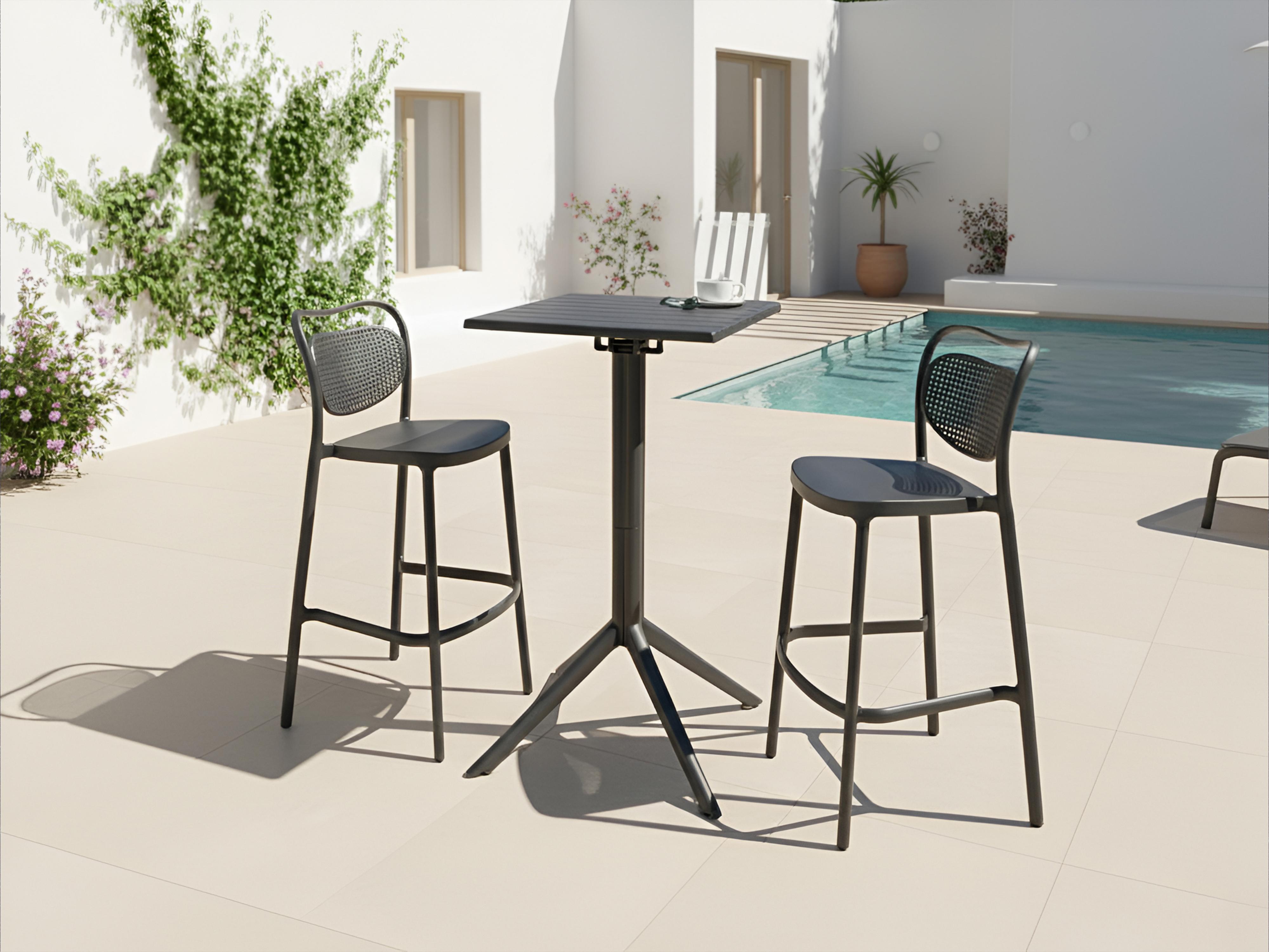 Tuin bartafel LEMNOS 60 cm 60 cm Zwart