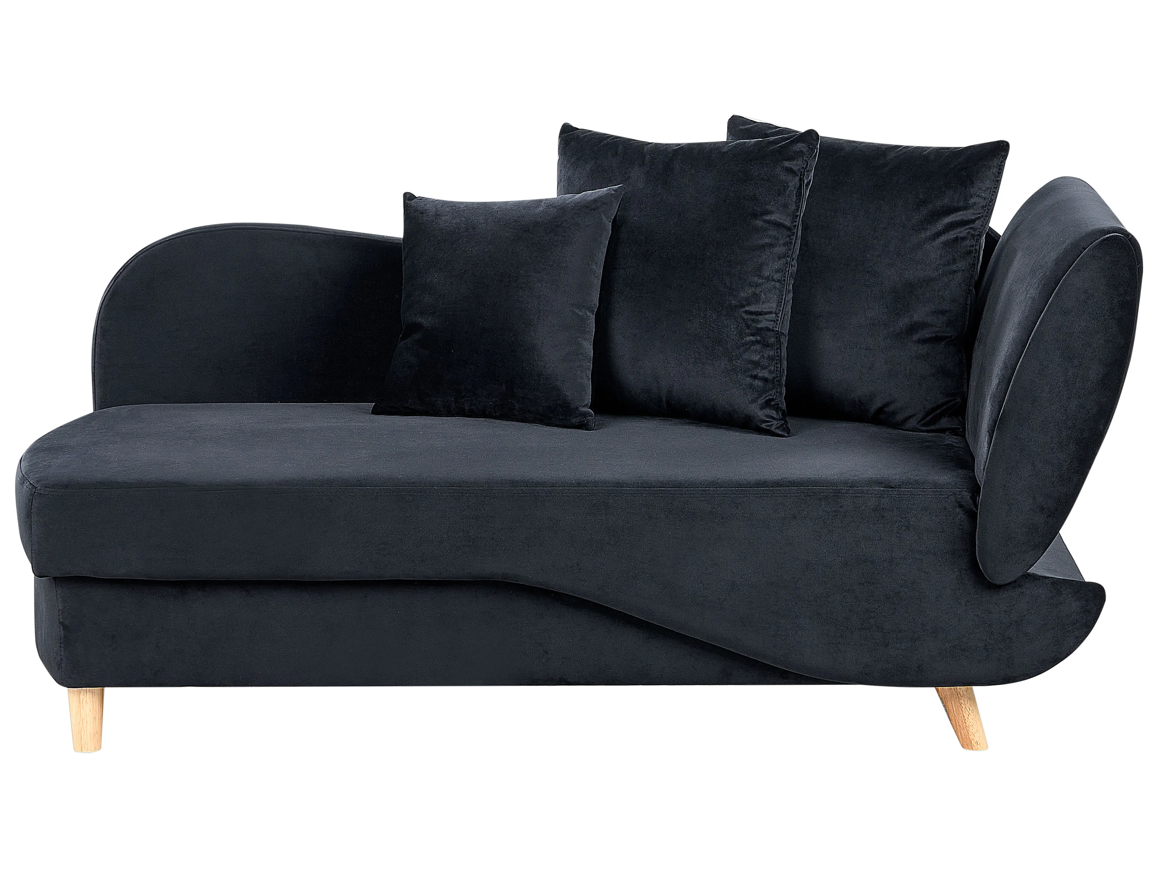 Rechtszijdige chaise longue MERI Fluweel Zwart met opbergruimte