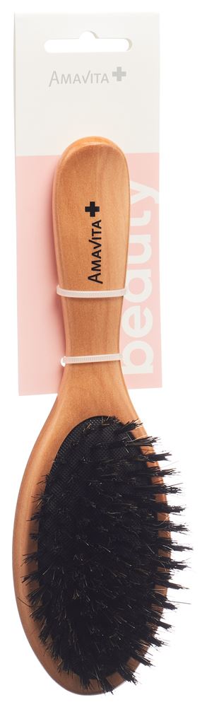 Amavita Beauty Holzbürste Wildschweinborsten oval Buchenholz 1 Stk