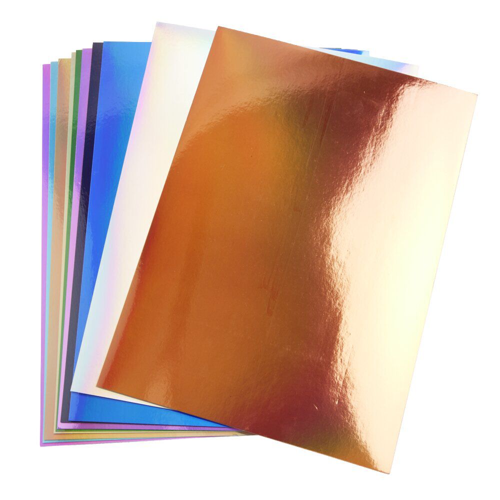 Papiers créatifs adhésifs holographiques 10 pages 20x20cm