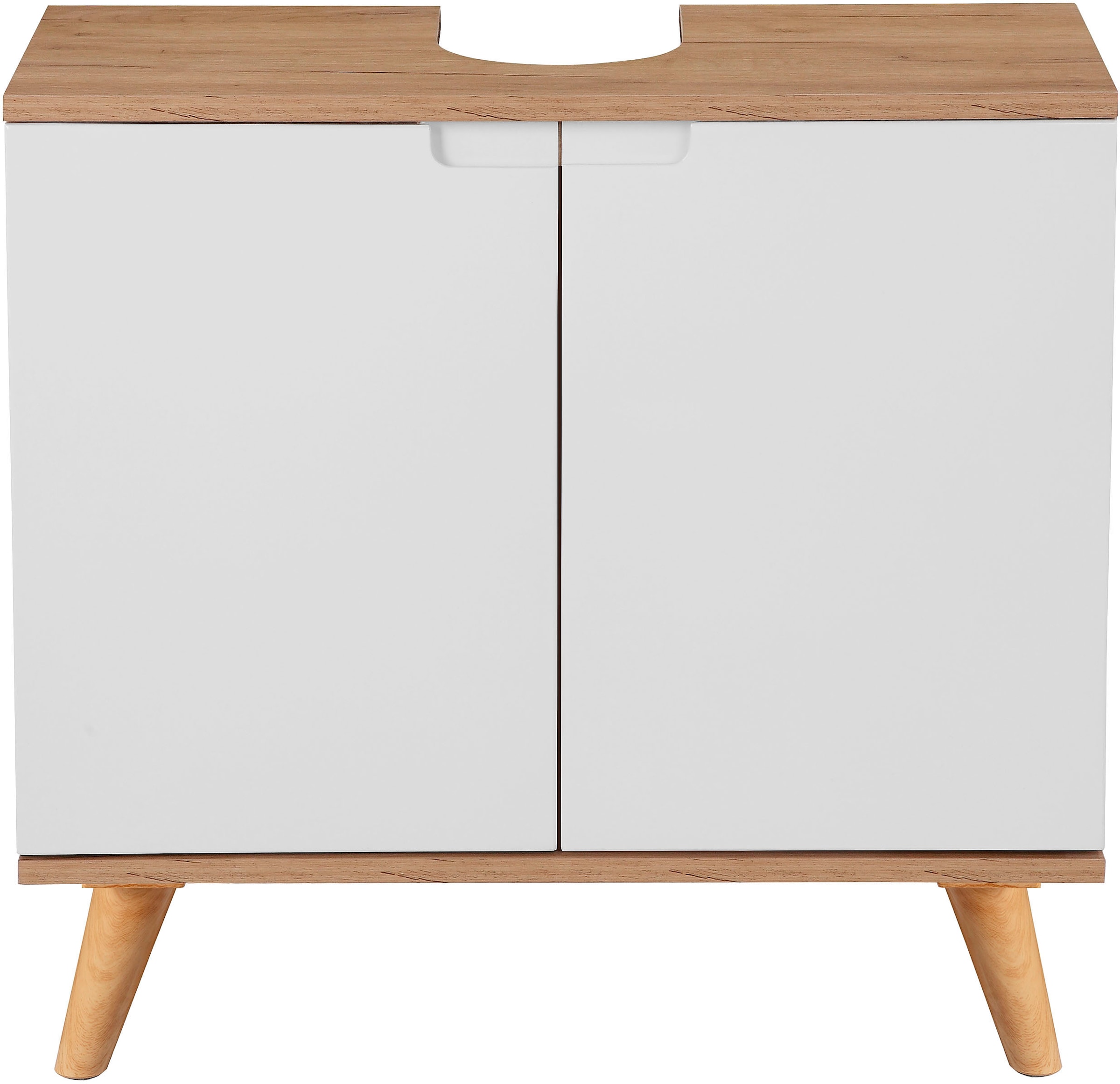 welltime Waschbeckenunterschrank »Lund Badunterschrank für wandhängende Waschbecken WC Unterschrank« Badezimmerschrank WBU Breite 65cm mit Siphonausschnitt Badschrank