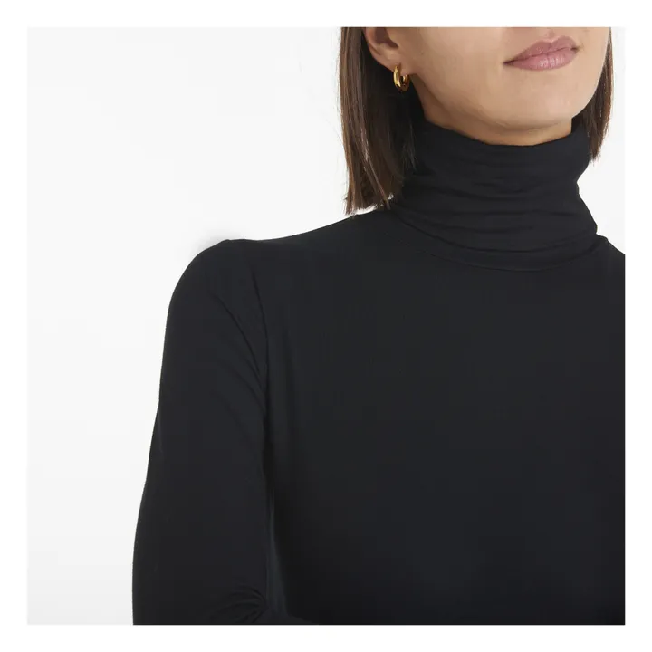 Baserange Col Roulé Bamboo Jersey | Noir