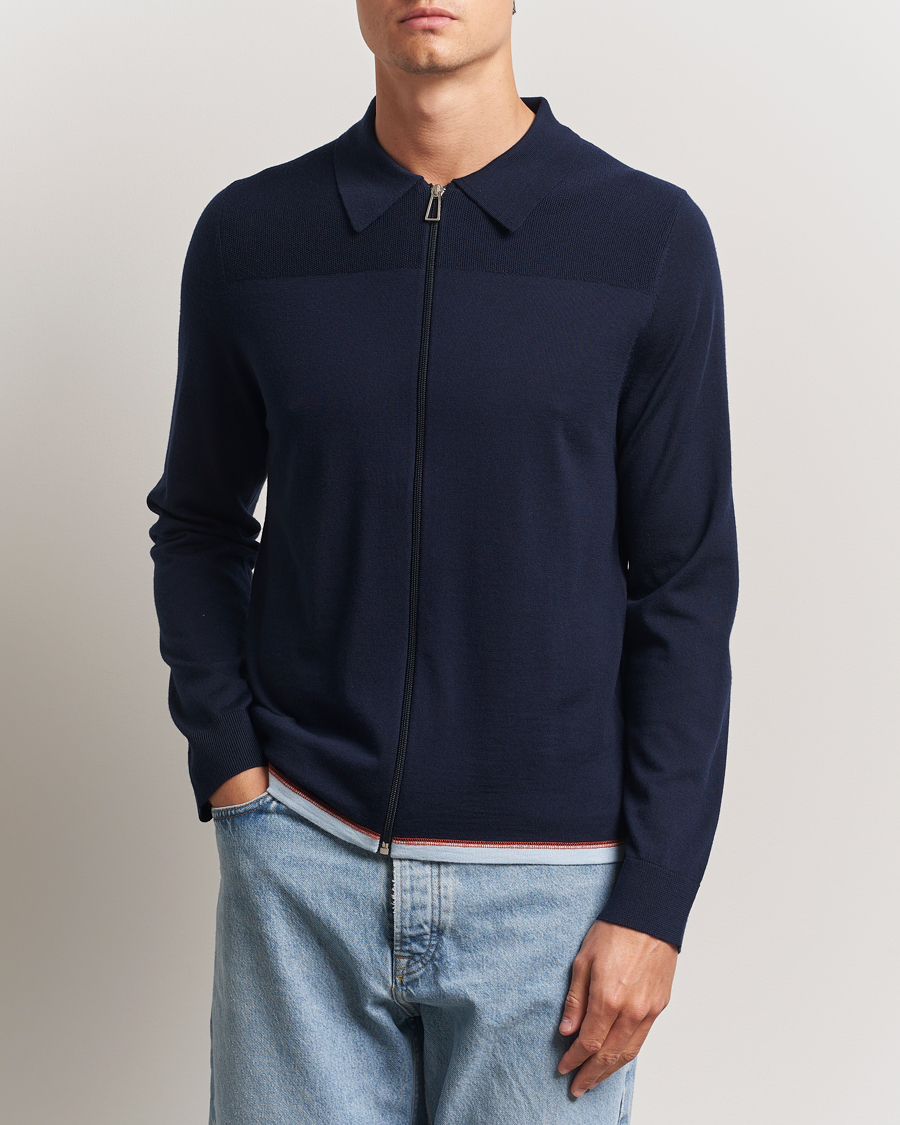 PS Paul Smith Merino Knitted Full Zip Navy