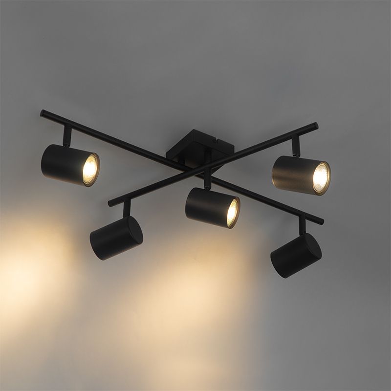 Moderne plafondlamp zwart 5-lichts verstelbaar vierkant - Jeana