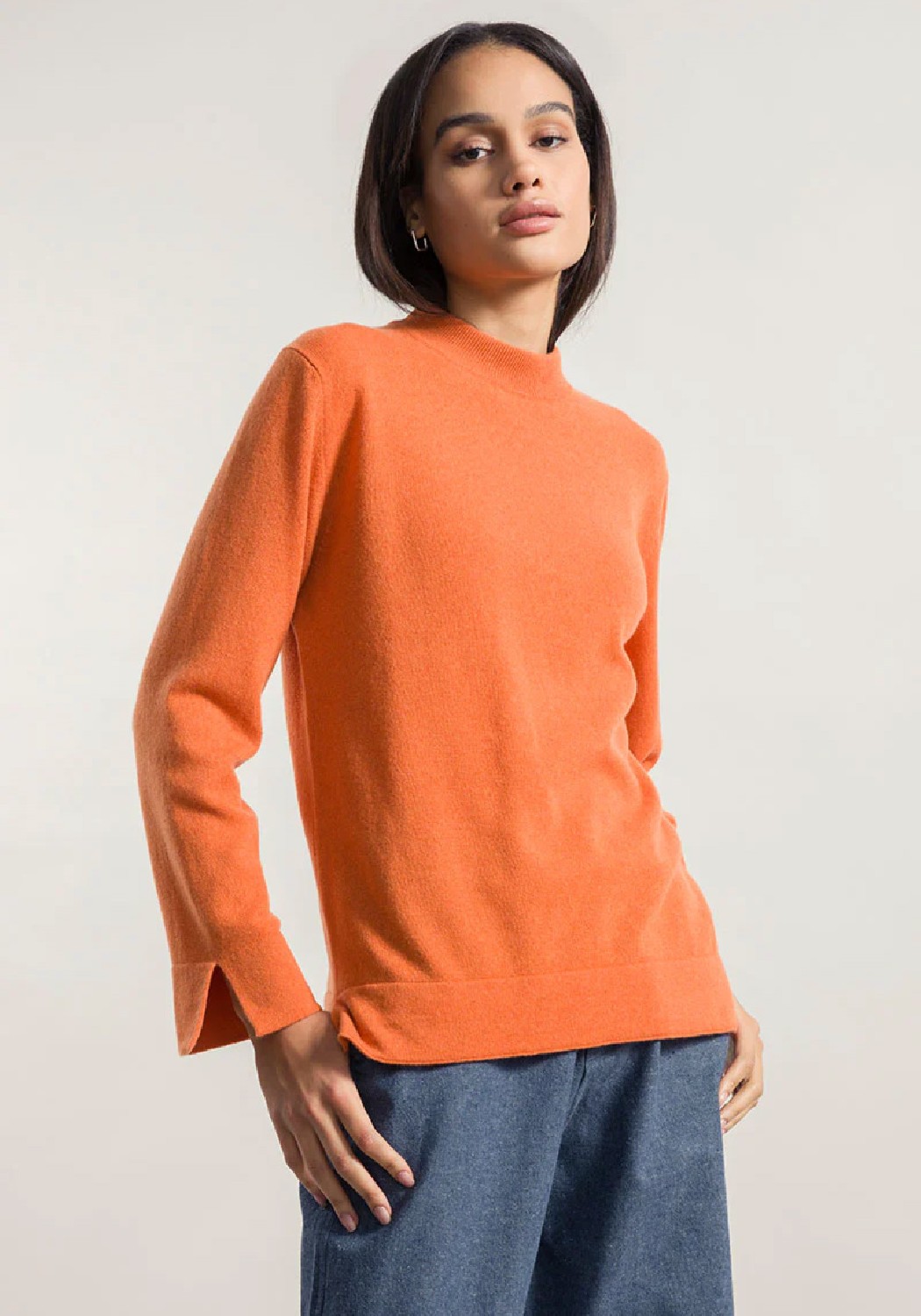 Rifo Kaschmirpullover Isotta Orange Becco d'Oca
