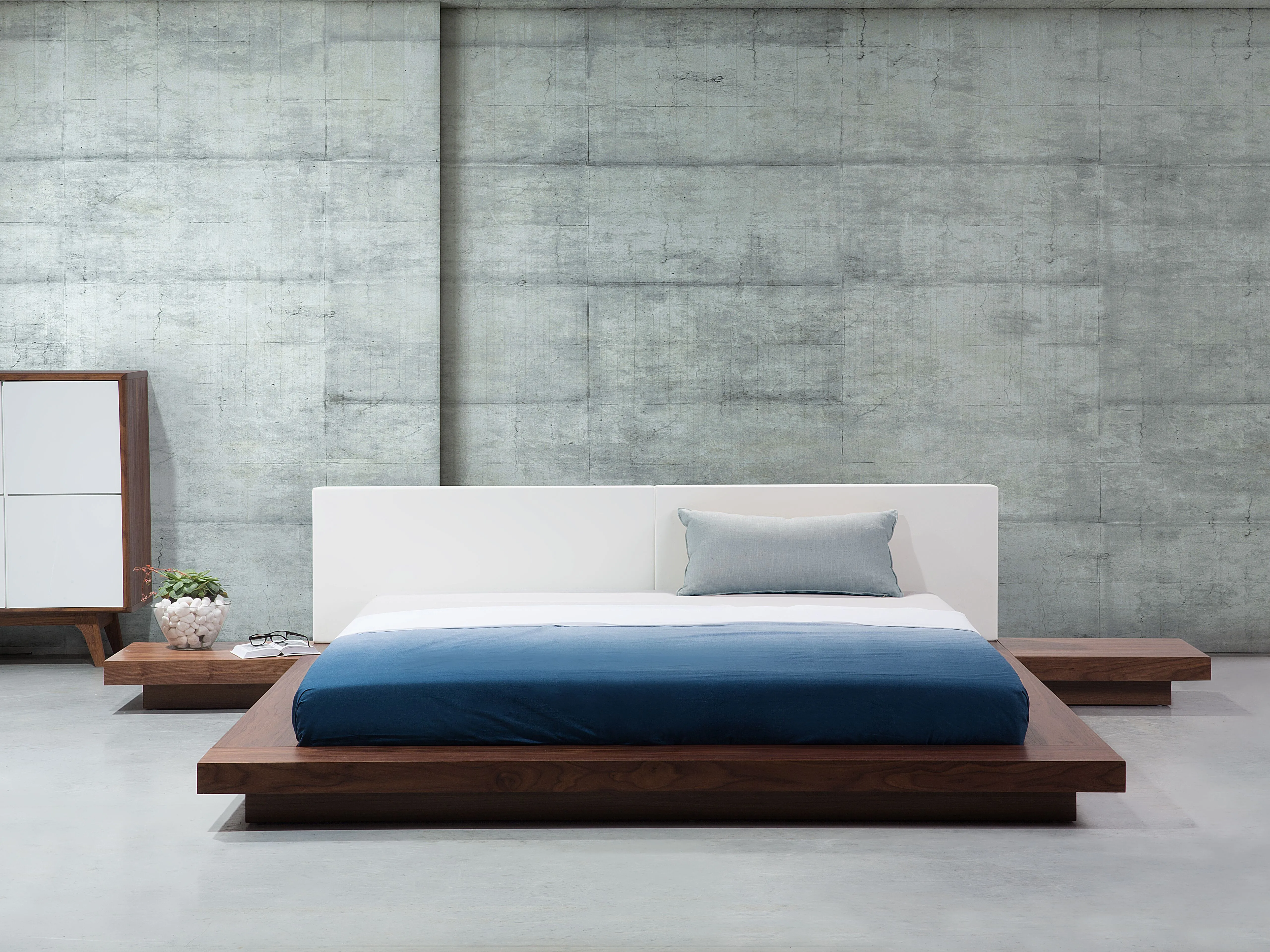 Bed met LED-verlichting ZEN 160 x 200 cm Bruin essenhout