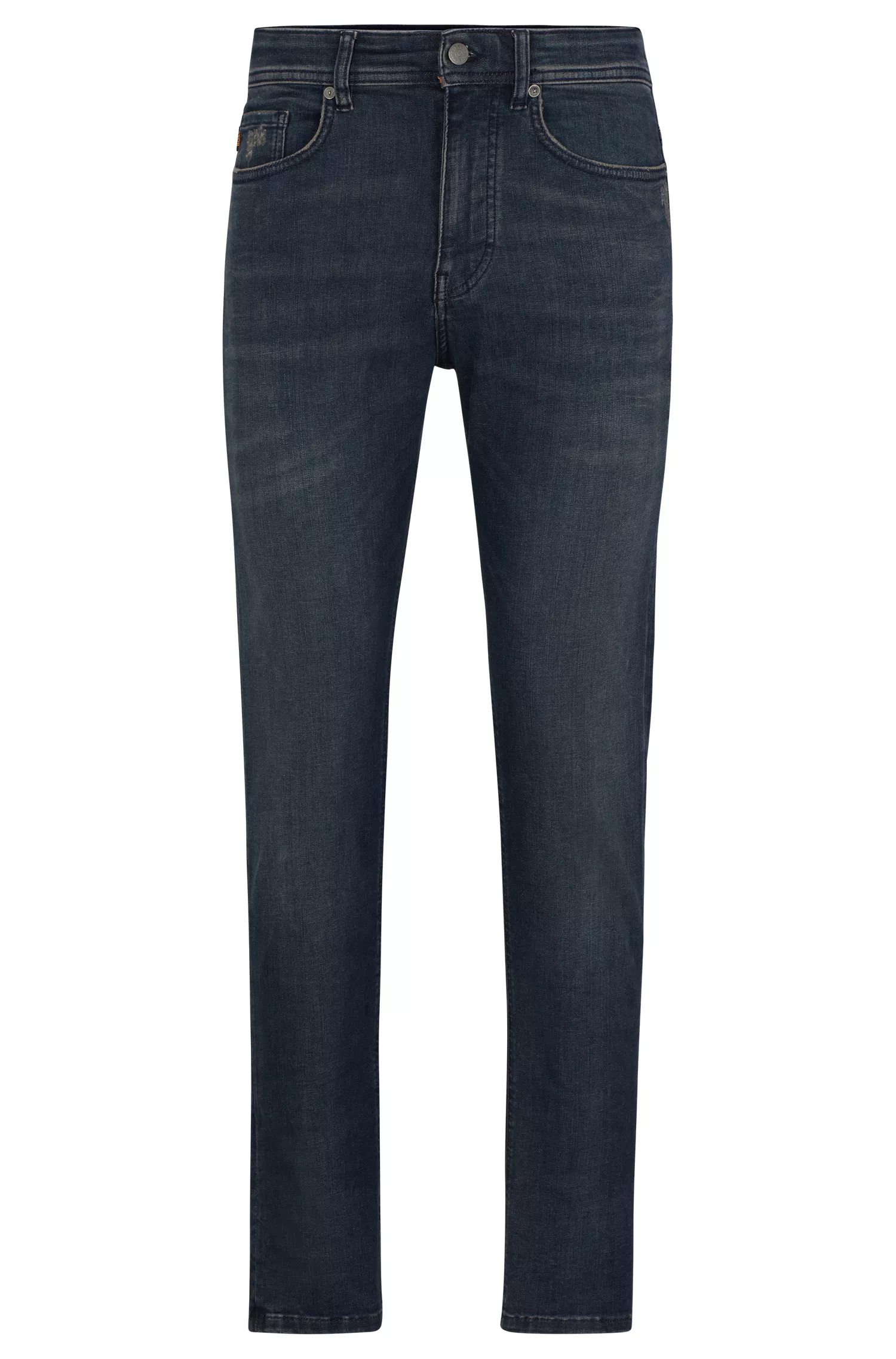 Calça jeans BOSS laranja com corte afunilado em denim superelástico com tonalidade cinza.