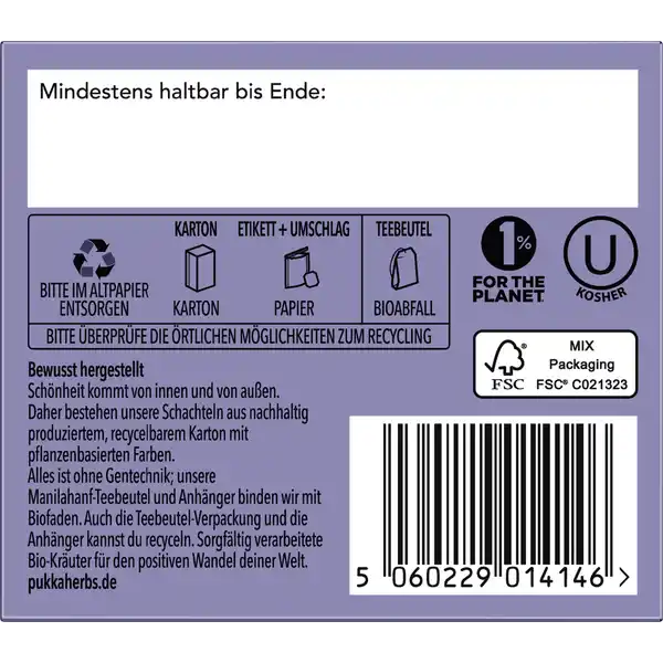 Bio-Kräutertee Night Time, mit Haferblütenspitze, Lavendel und Lindenblüte