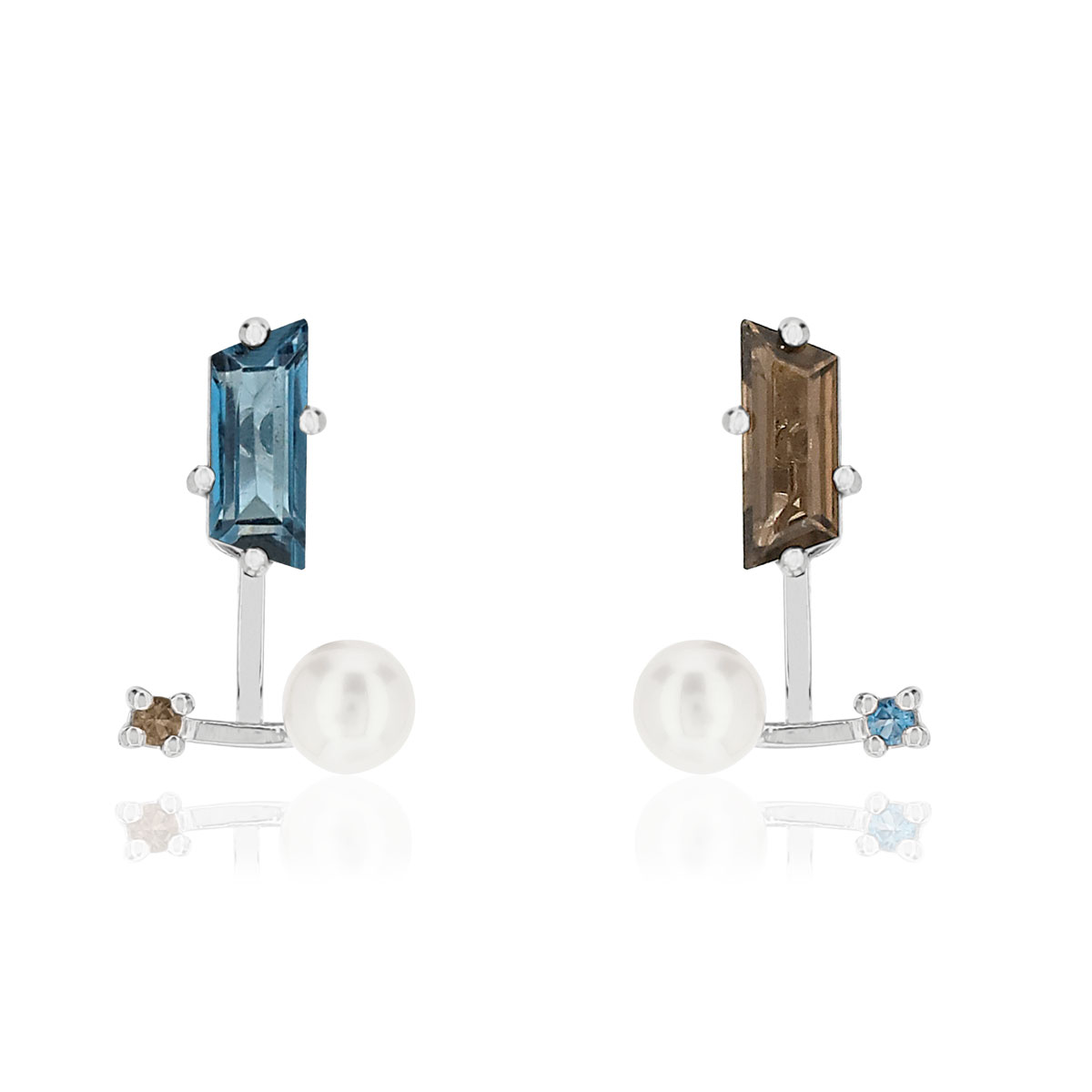 Boucles d'oreilles MATY Or 375 blanc pierres fines