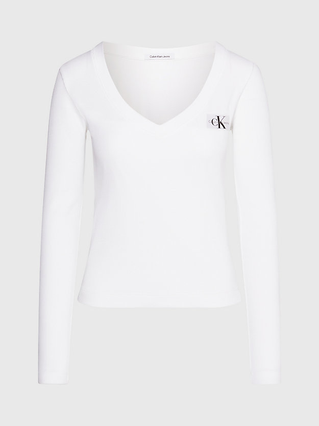 Camiseta de manga comprida com decote em V