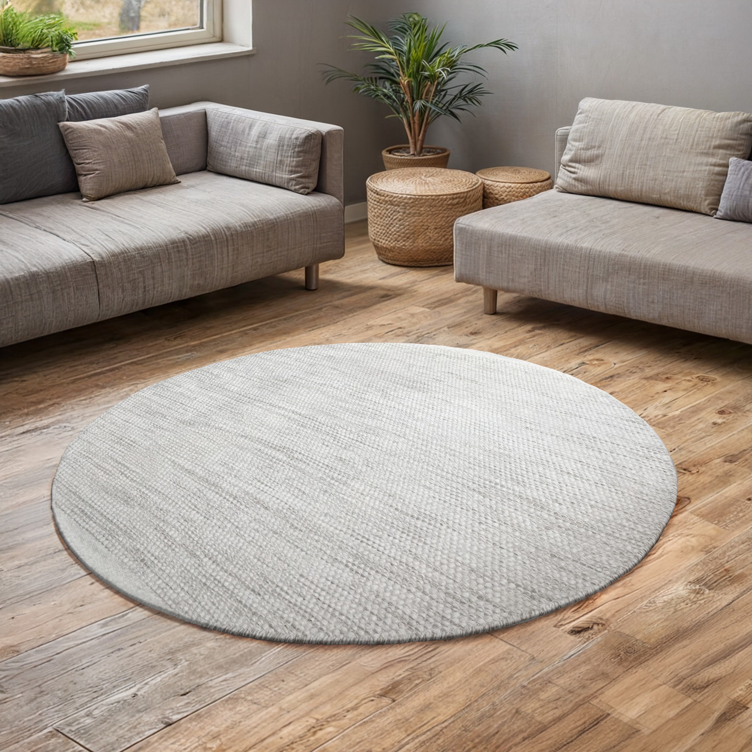 GOODproduct Wollteppich »Woolscape« rund 10 mm Höhe Wendeteppich, handgewebte Qualität, meliert, reine Wolle, Wohnzimmer