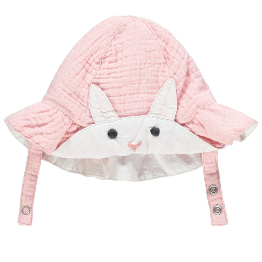 Charlotte en gaze de coton avec lapin en relief sur le devant - Rose