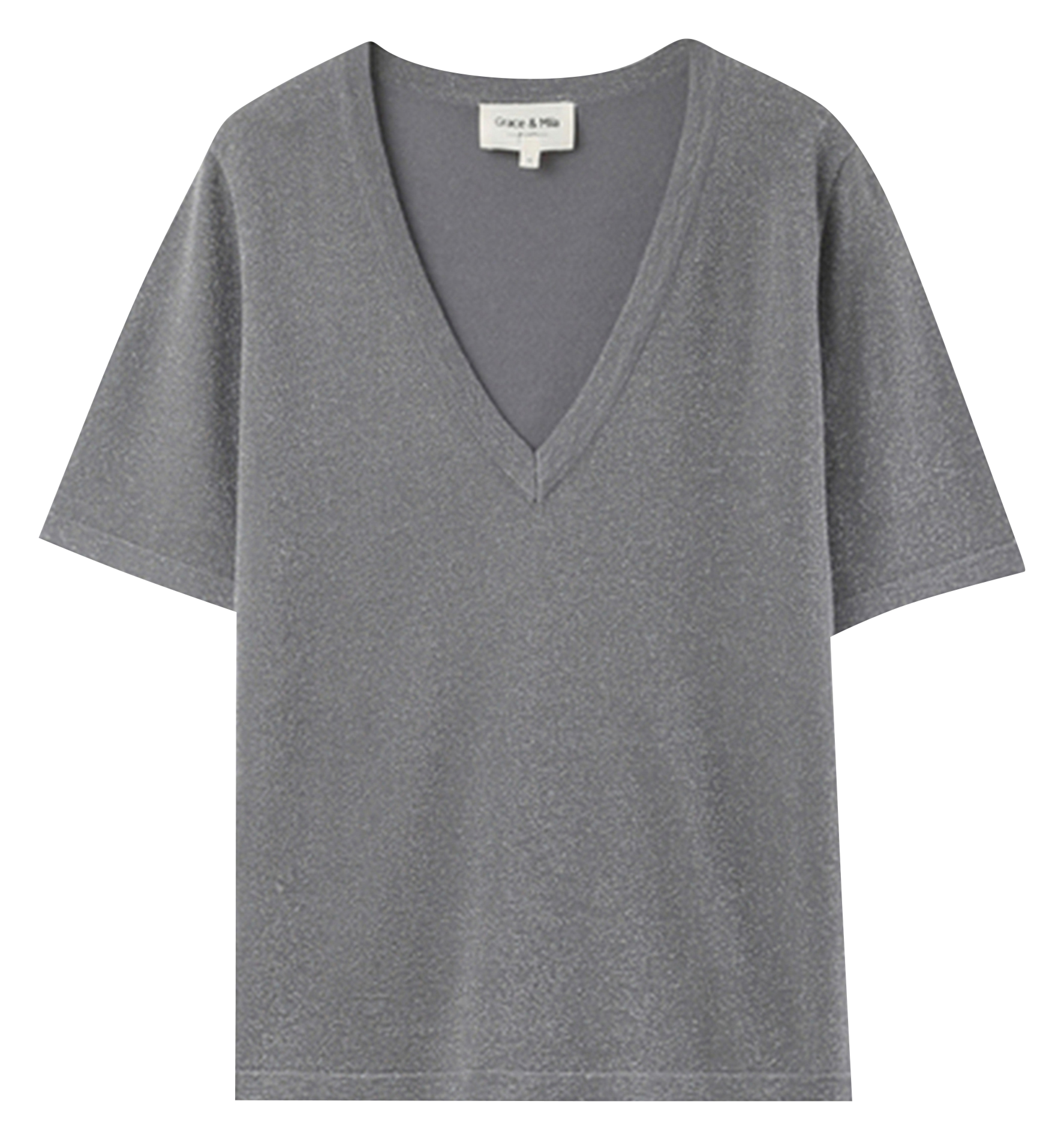 OMALIA - Tee-shirt col V | Argent