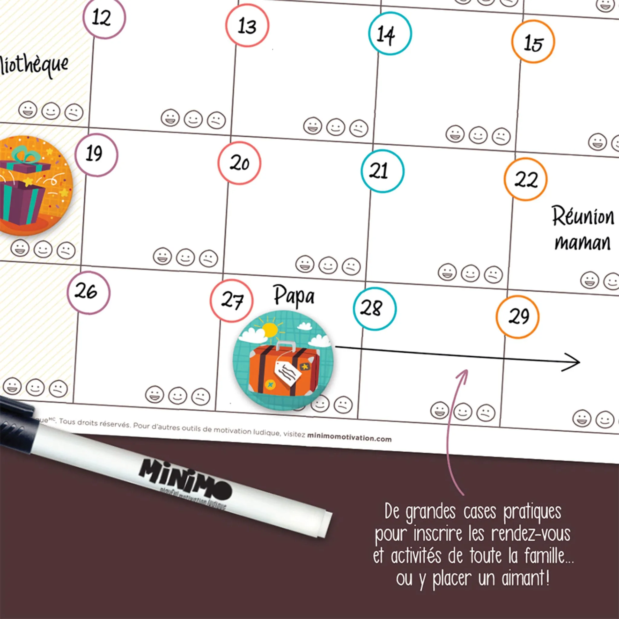Minimo Calendrier Mensuel Familial Horizontal
