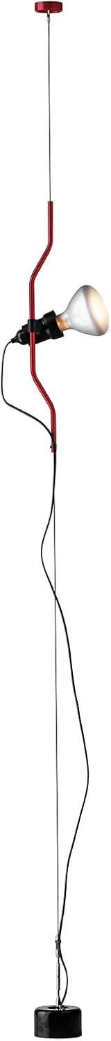 Flos Parentesi Dimmer, Dimmbare Hängelampe mit Direkter Beleuchtung, Lampe mit Design von A. Castiglioni und P. Manzù, Lampe für den Innenbereich mit 4000 mm Kabel, 220-250 V, 150 W, Farbe Rot