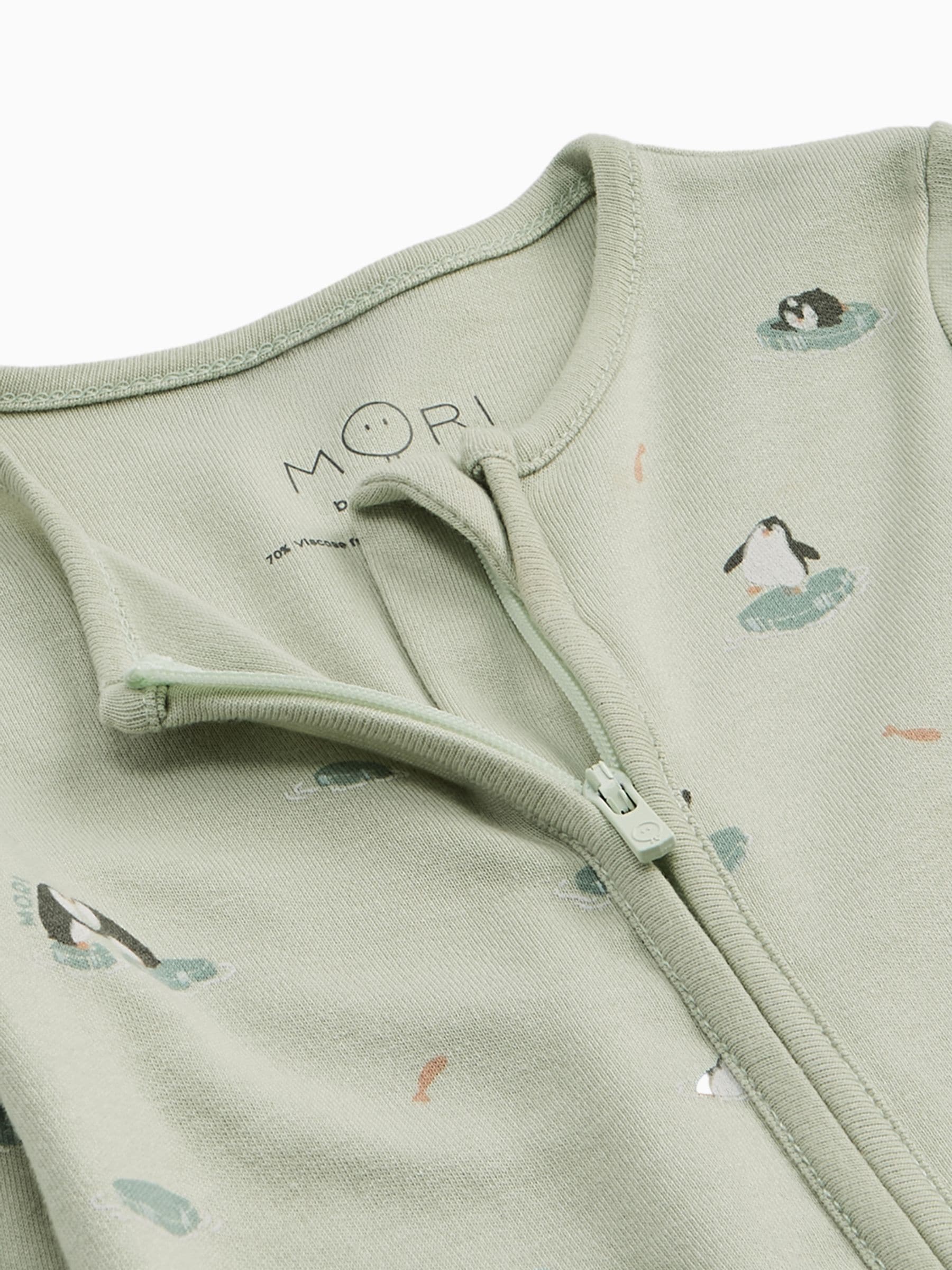 Groen - MORI Supersoft Zip Up Sleepsuit