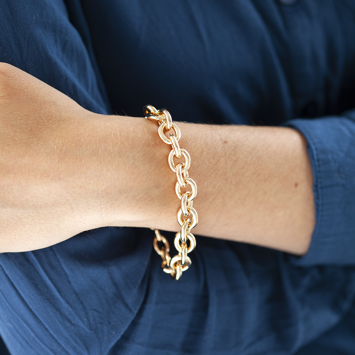 Bracelet plaqué or 20 cm maillons ronds