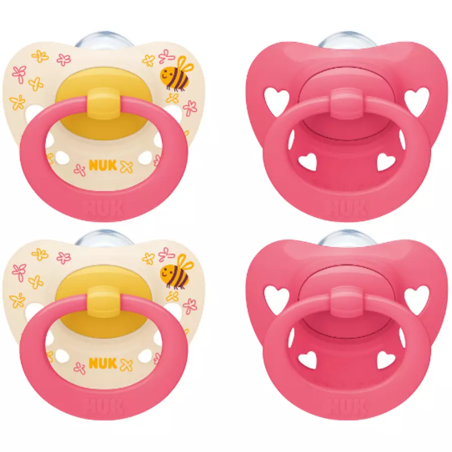NUK Schnuller Signature 6-18 Monate 4er Box gelb  pink