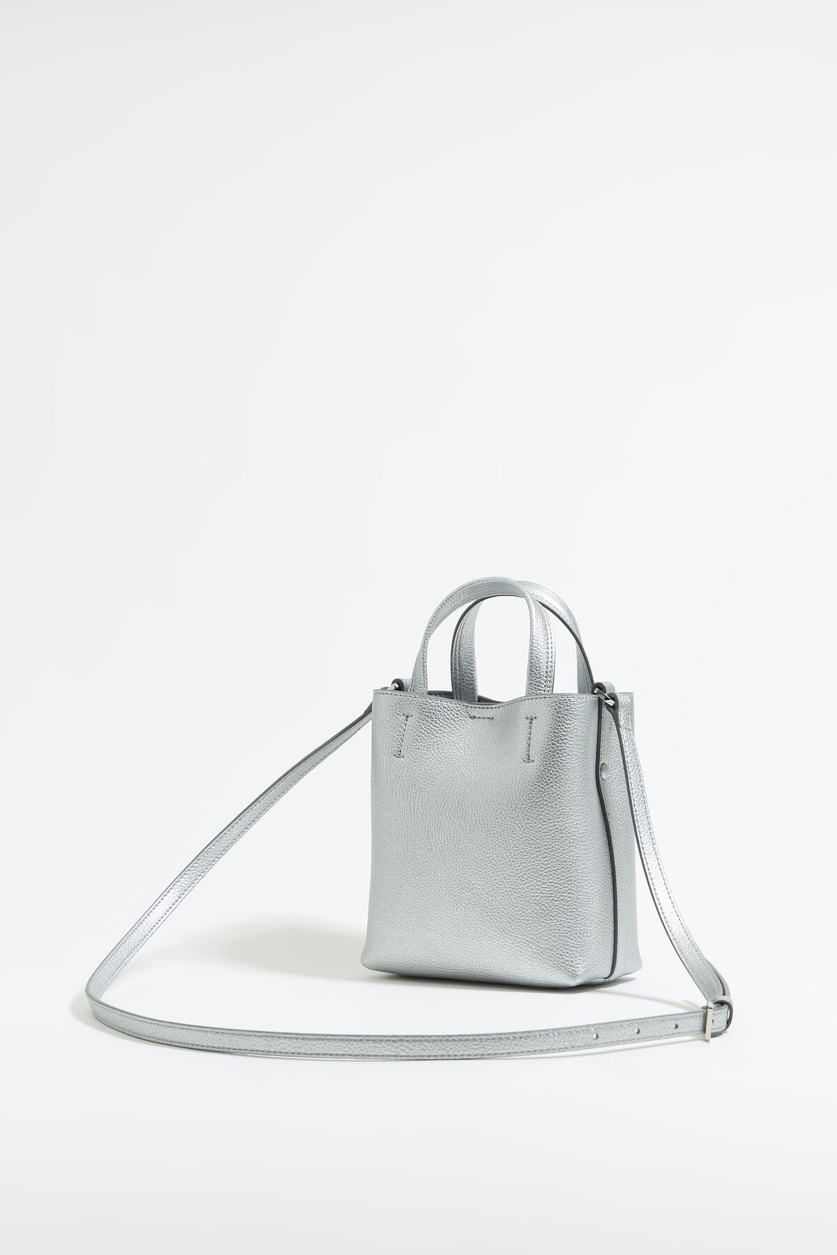 Bolsa de couro prateada mini Chihuahua