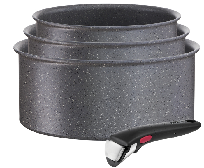 Ingenio Natural Force, Lot 4pcs, 3 casseroles + poignée amovible, Antiadhésif, Induction