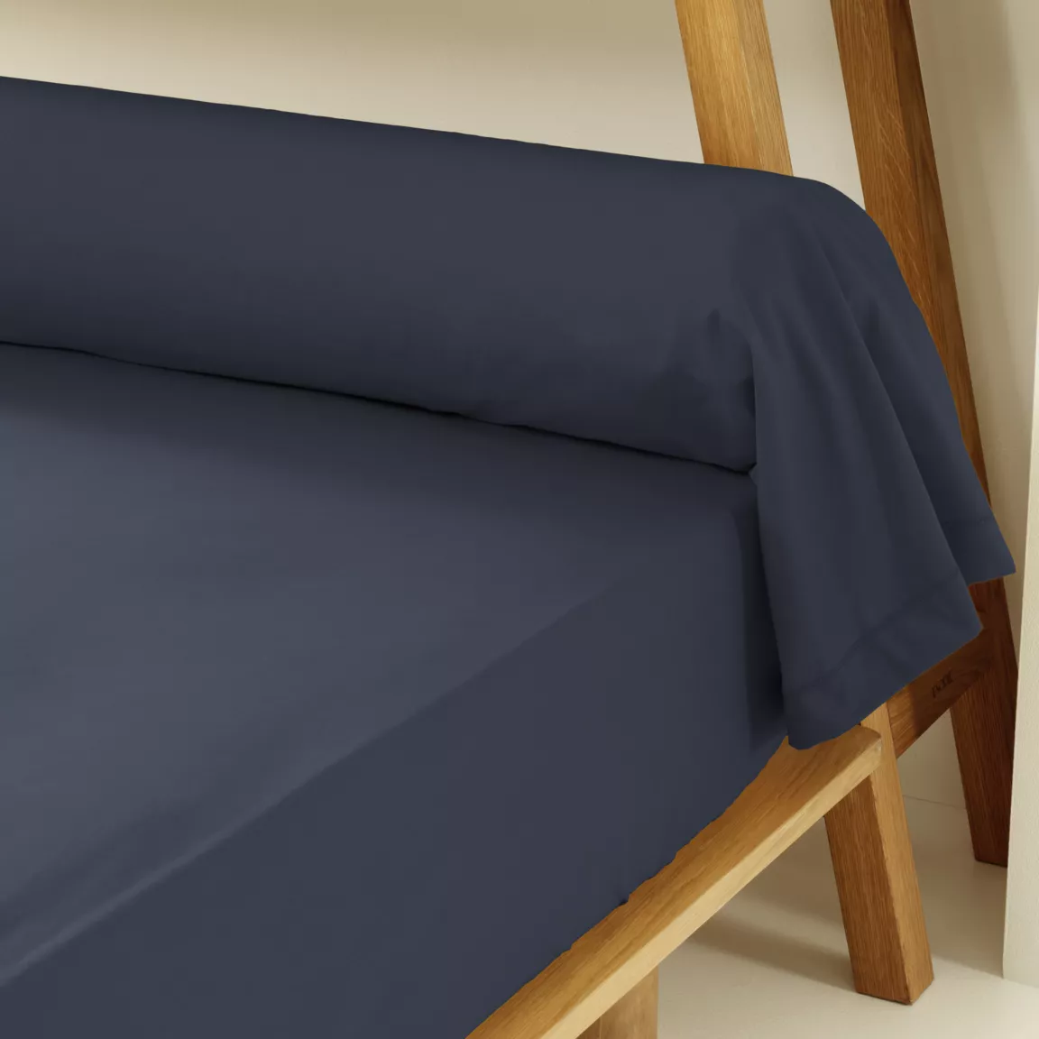 Taie de traversin percale de coton (L185 cm) Cali Bleu marine