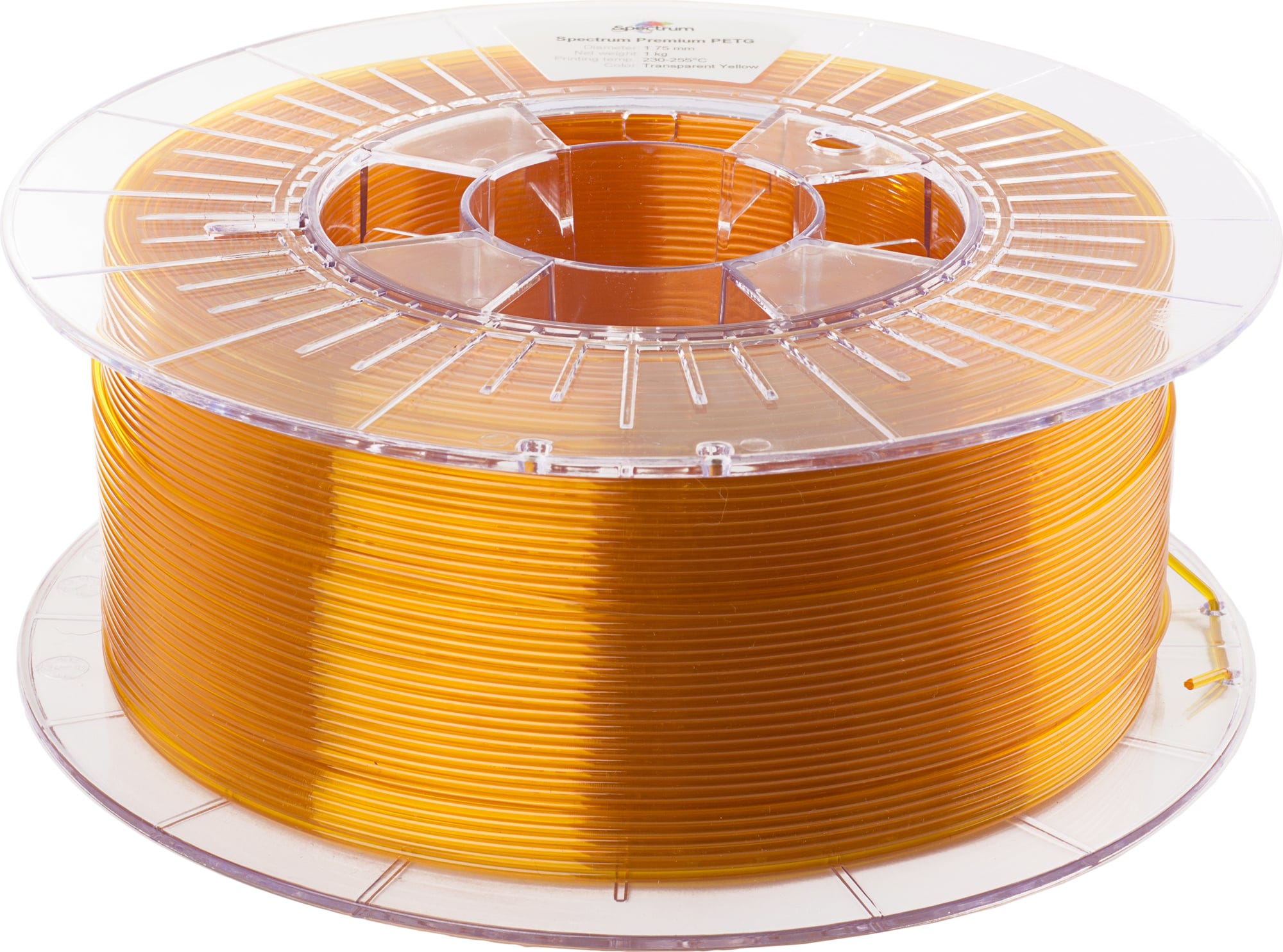 Spectrum  PETG Premium Transparent Yellow, 1,75 mm / 1000 g    Vielfältiges Filament mit hoher Transparenz & Temperaturbeständigkeit