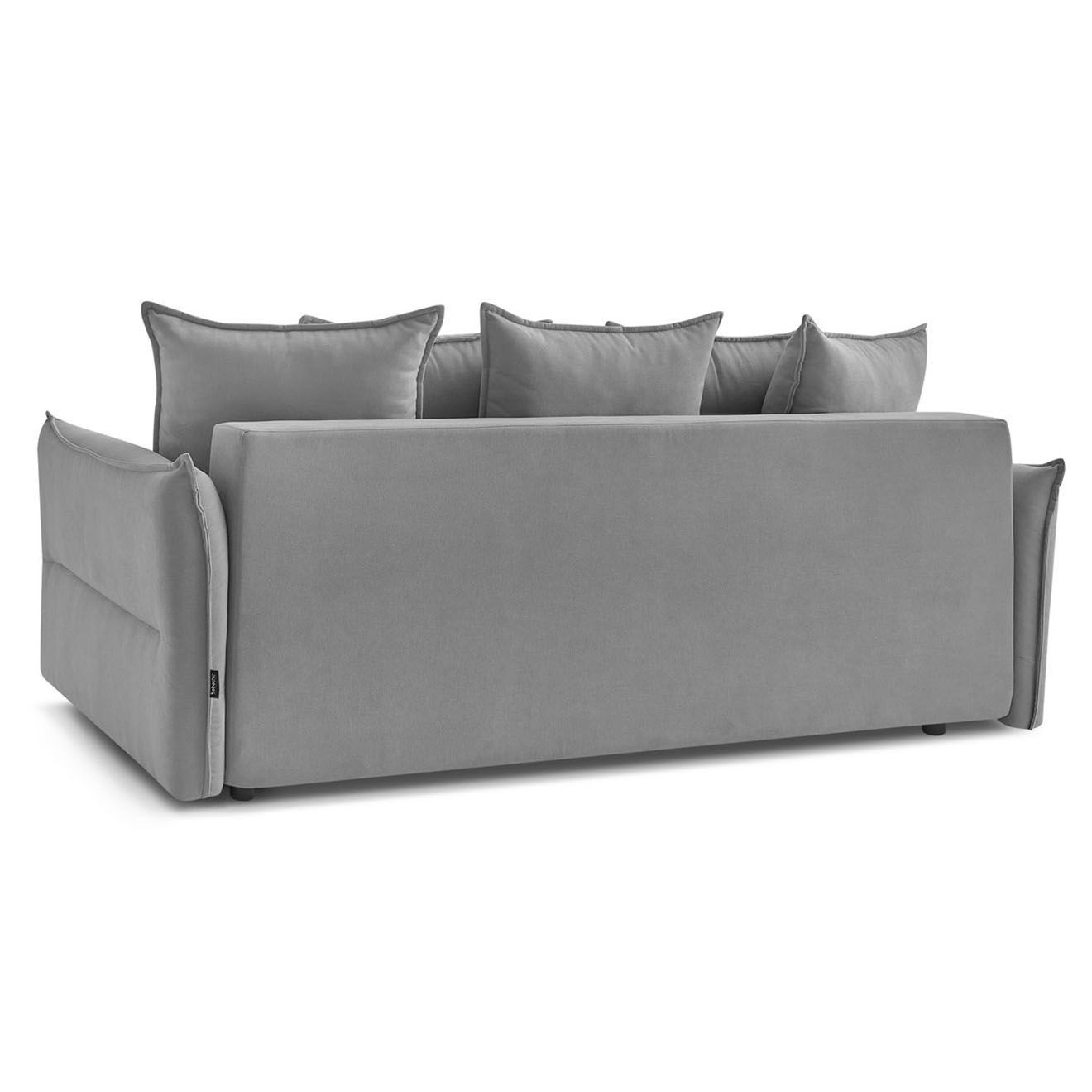 Bobochic Canapé 3 places convertible coffre Bouclette Leon gris clair - 226x97x90 cm