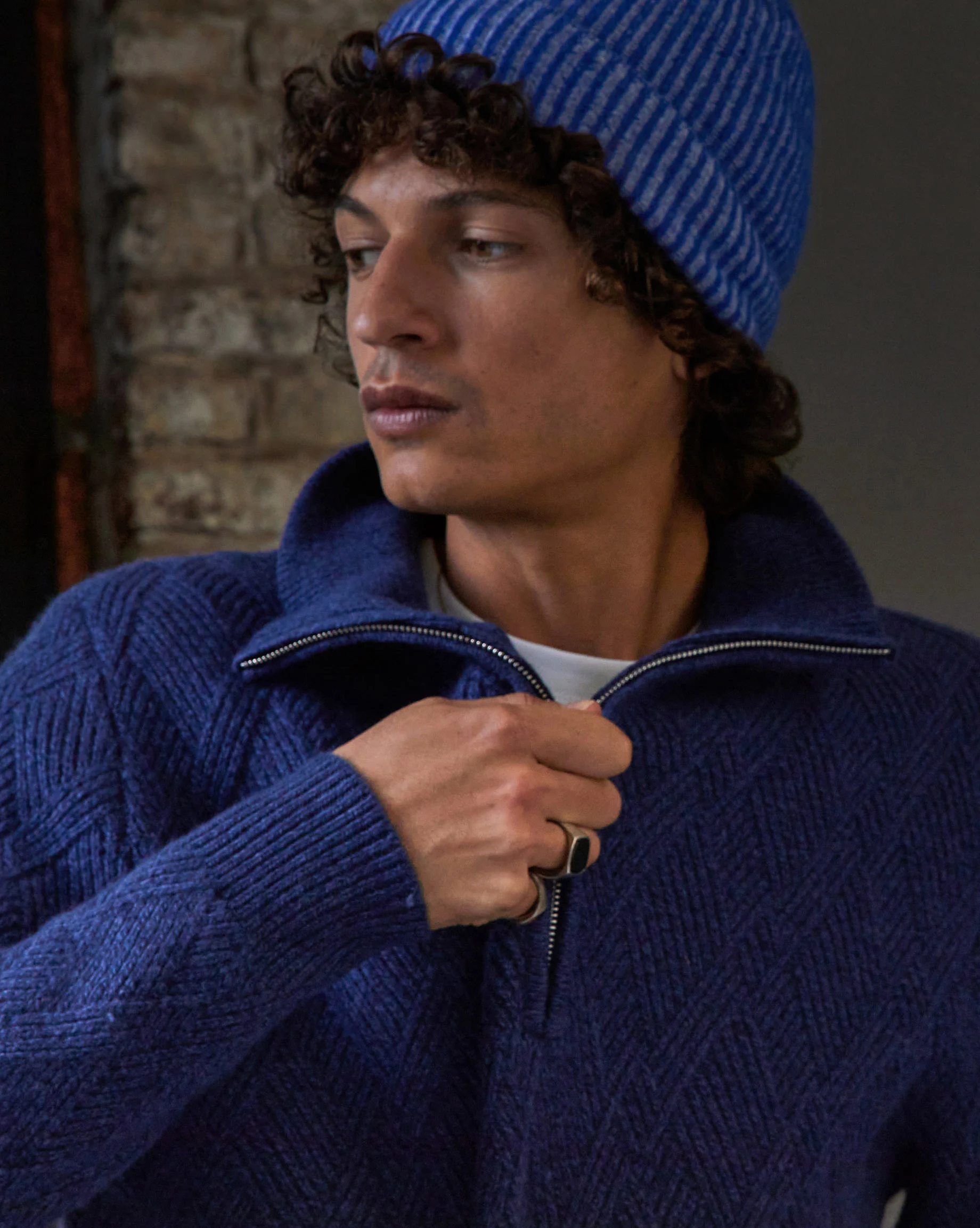 Pull camionneur torsades | Bleu