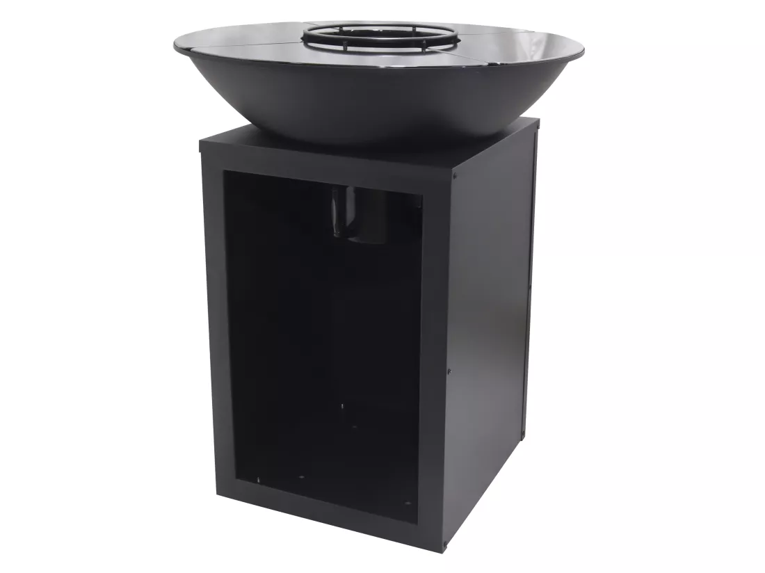 Barbecue plancha brasero à charbon et bois avec rangement L80 x l80 x H95 cm noir - IGNOS