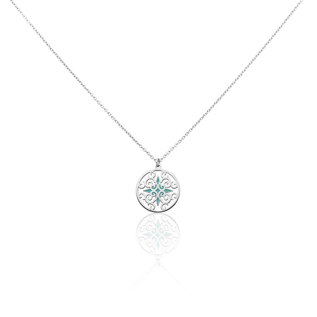 Collier Krysia Argent Blanc Email Turquoise