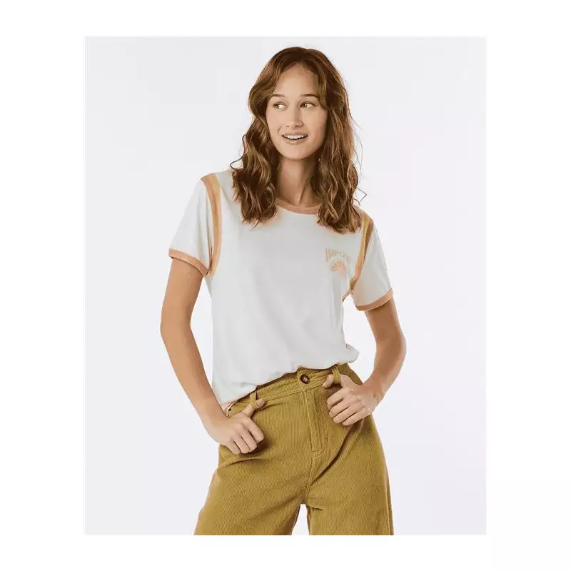 Teeshirt femme RIPCURL Ringer Surf Revival Tee Off White