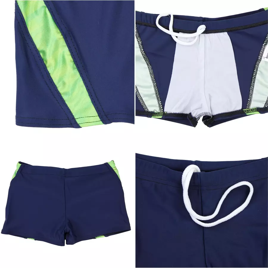 Aquarti Jungen Schwimmhose Kontrastfarbige Einsätze grün