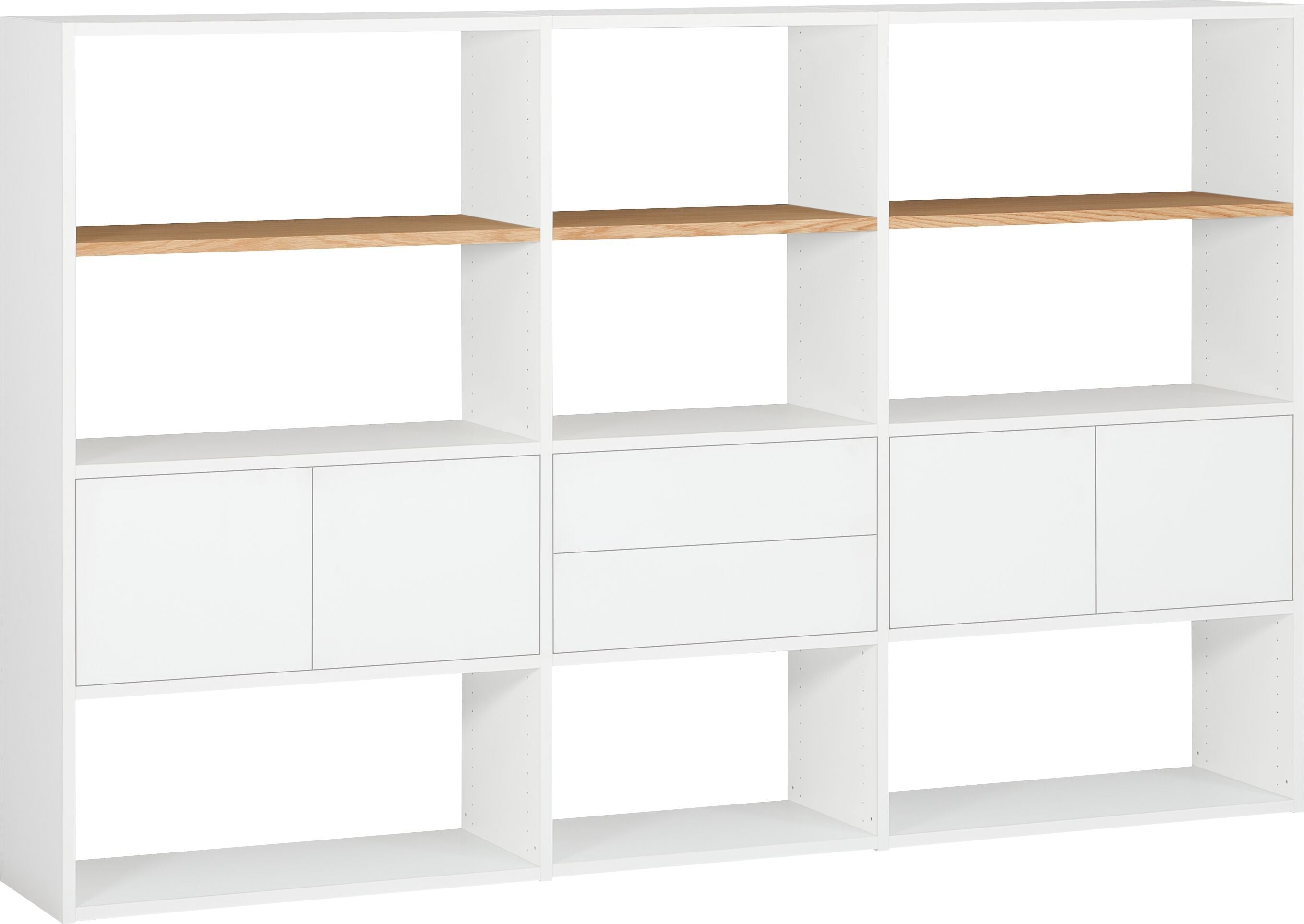 TARA Regal - Weiss / Eiche / B: 220.0 cm x T: 33.0 cm x H: 147.0 cm