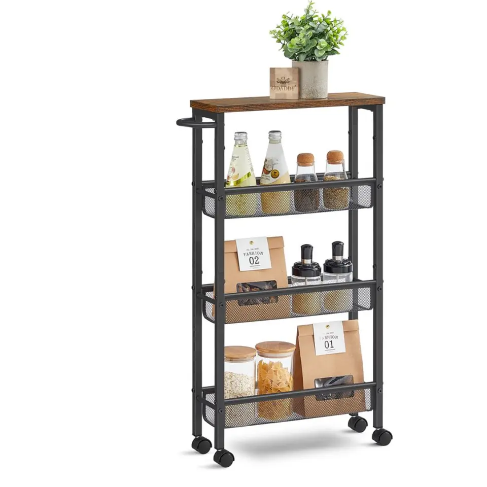 O'DADDY Keukentrolley - Industrieel Design - Bruin Hout/Zwart Metaal
