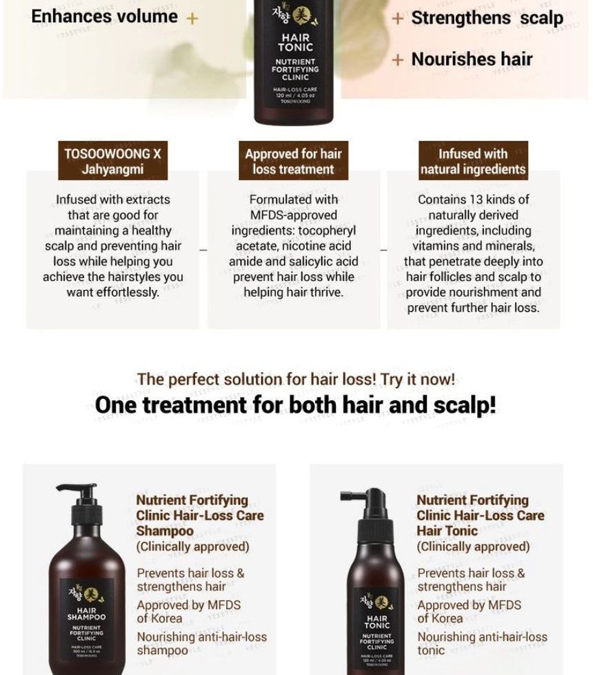 TOSOWOONG - Nutrient Fortifying Clinic Haaruitvalverzorging Haartonicum 120ml