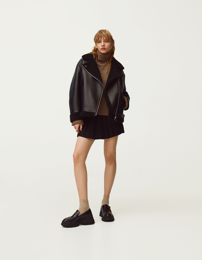 Jaqueta de motociclista dupla face oversized