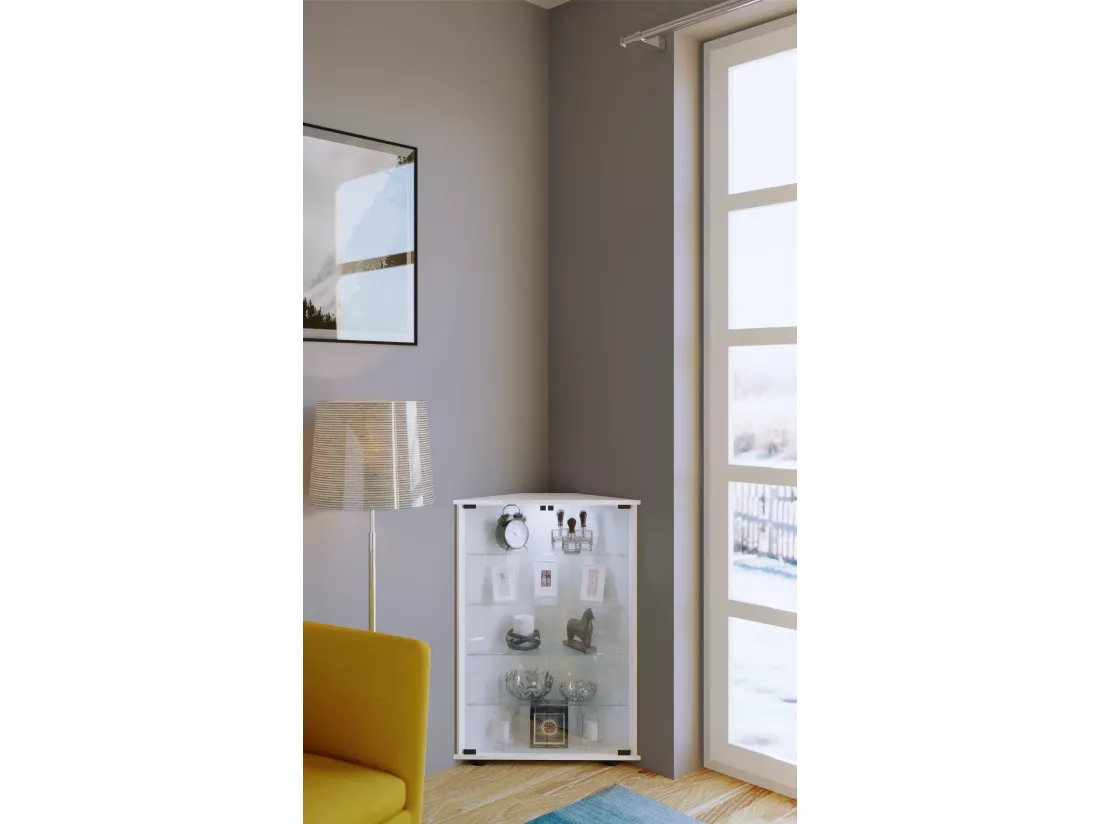 Bois Verre Vitrine d'angle Jecka L