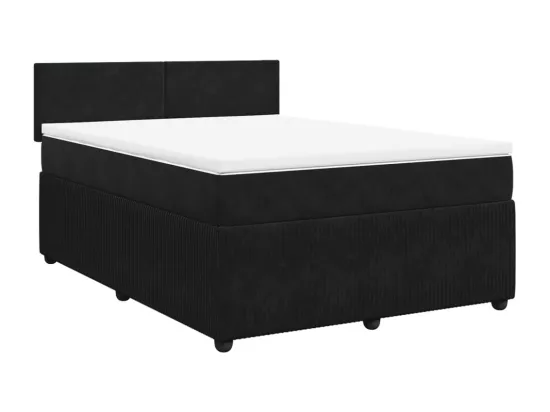 Sommier à lattes de lit avec matelas Noir 140x190 cm Velours