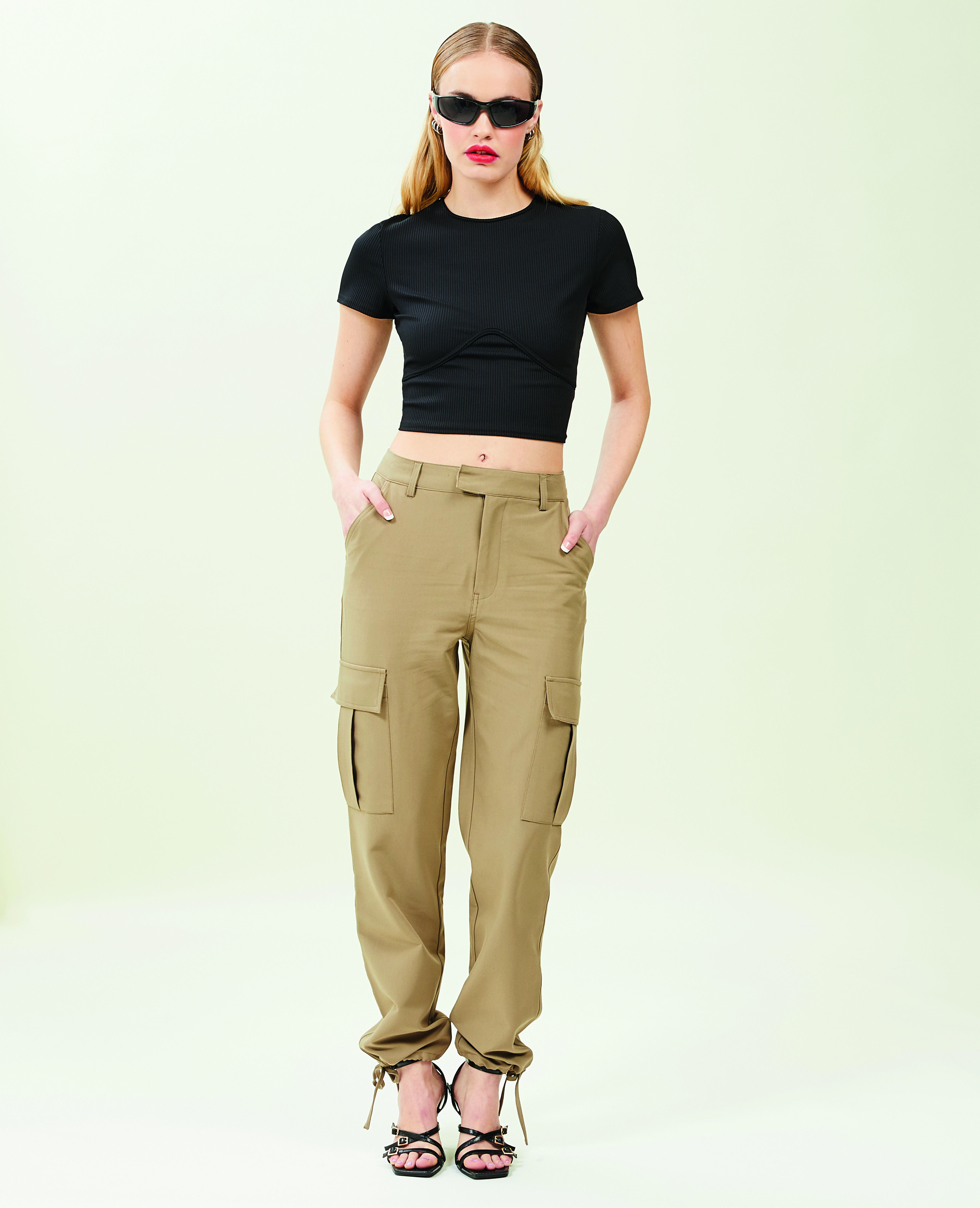 Pantalon cargo bas resserrables - Vert kaki