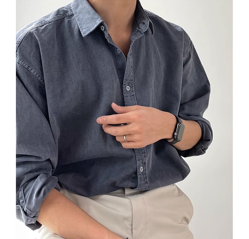 Omozando - Denim overhemd met lange mouwen