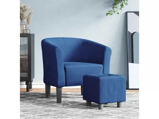Chaise cabriolet avec repose-pied bleu tissu