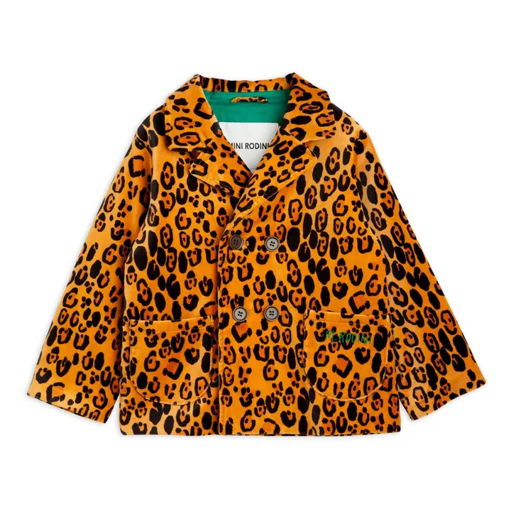 Mini Rodini Veste Blazer Velours Bio Léopard | Orange