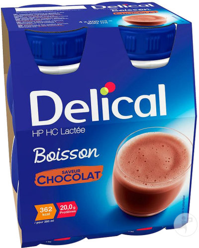 Delical HP HC Boisson Lactée Saveur Chocolat Bouteilles 4x200ml