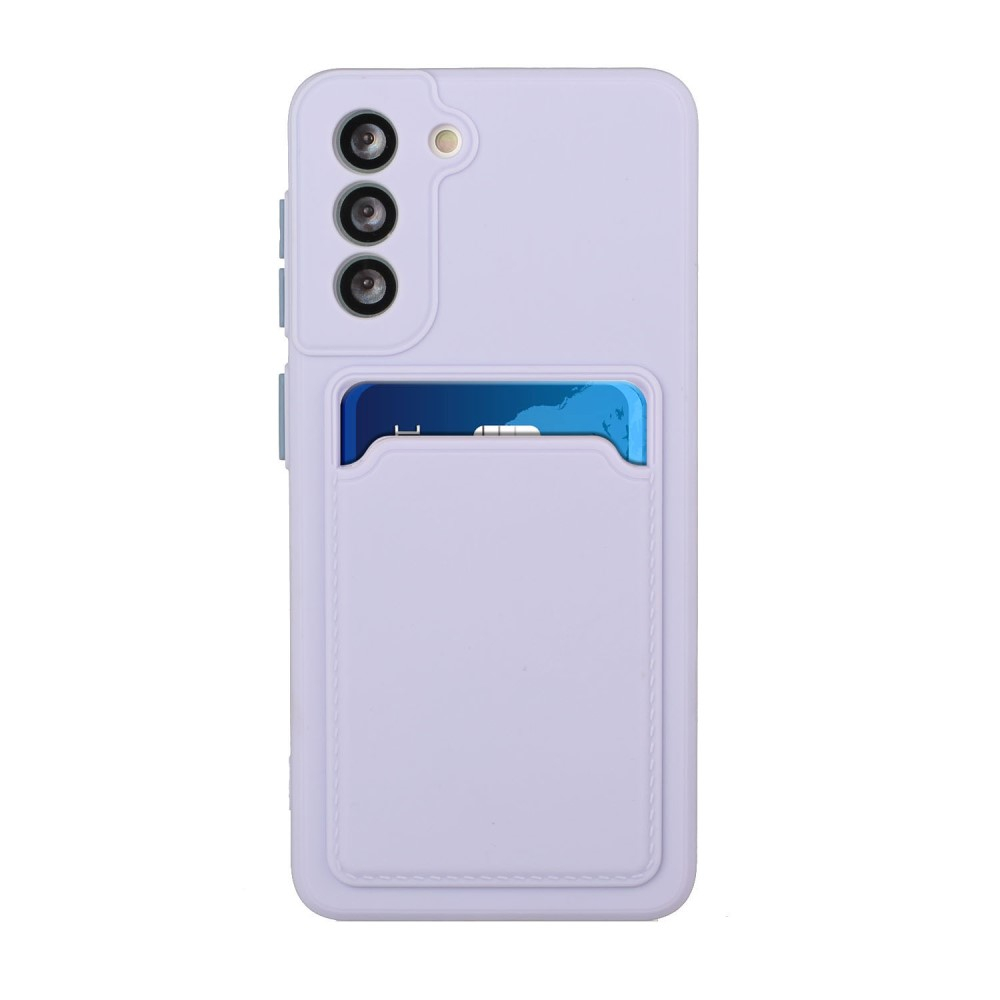 Samsung Galaxy S21 FE 5G Gummi Case Hülle mit Kartenfach - Lila / Grau