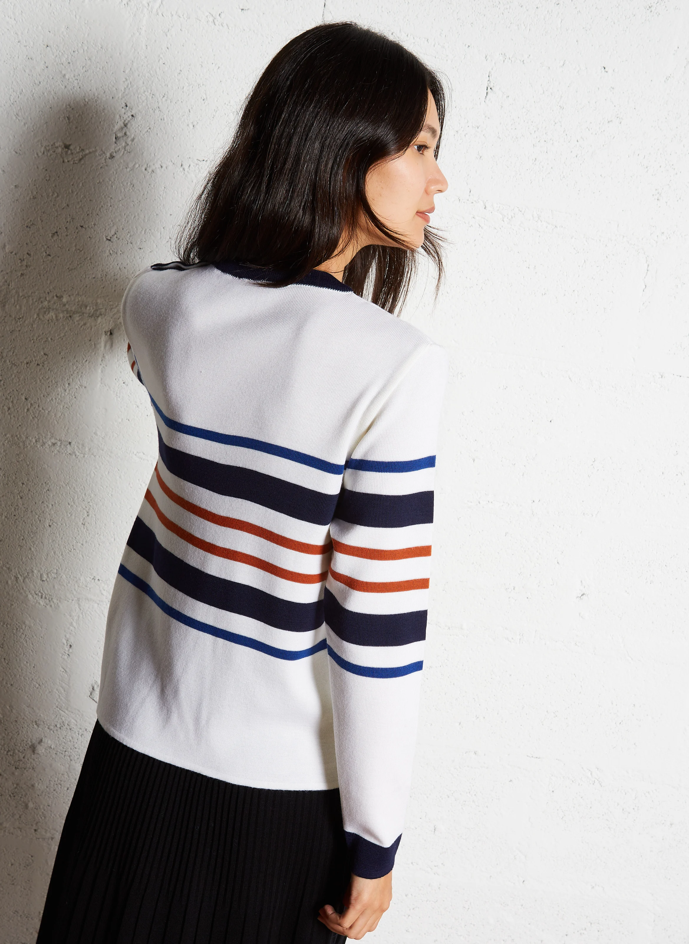 Pull droit col rond en laine| Multicolore