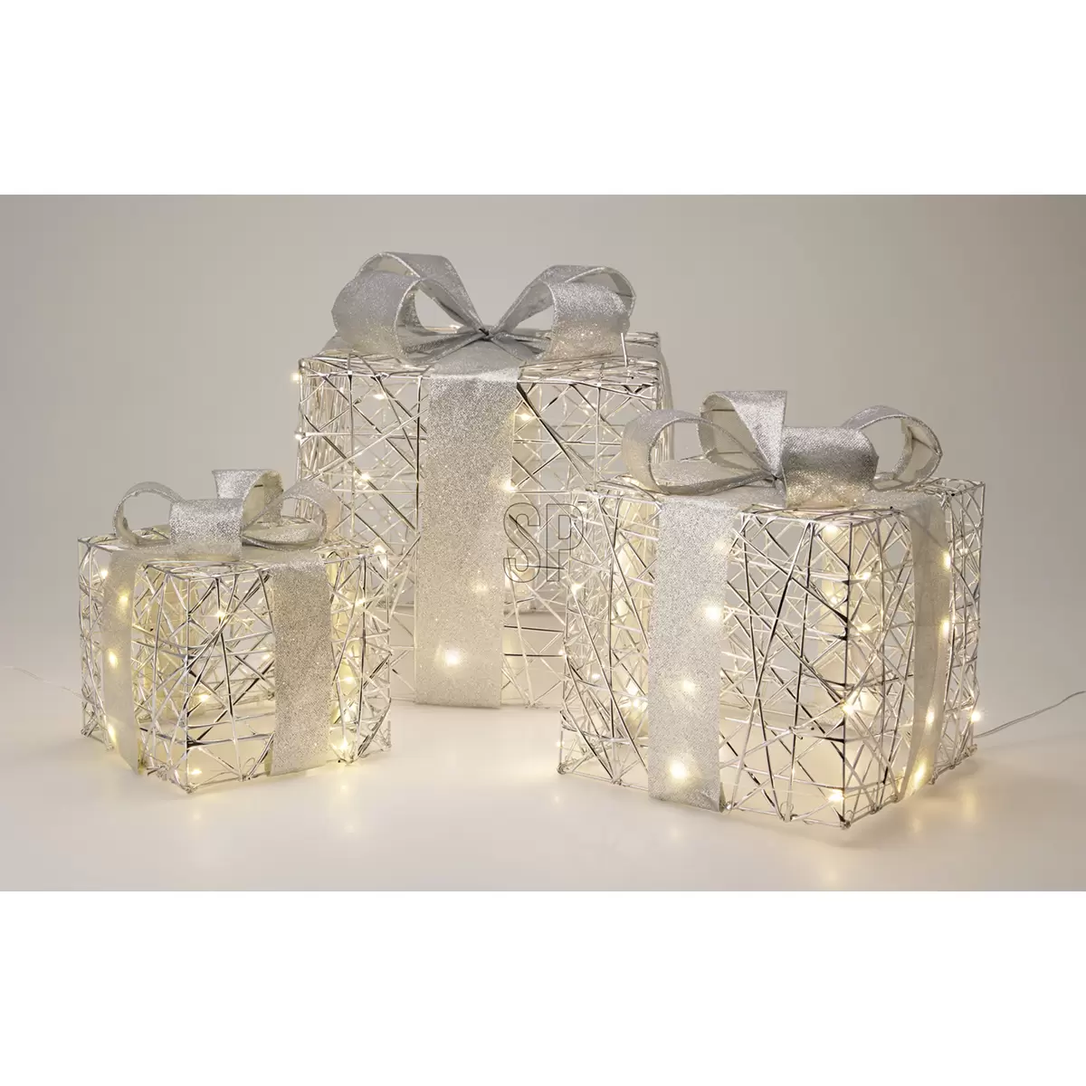 LED-Geschenkbox 3er Set Silber
