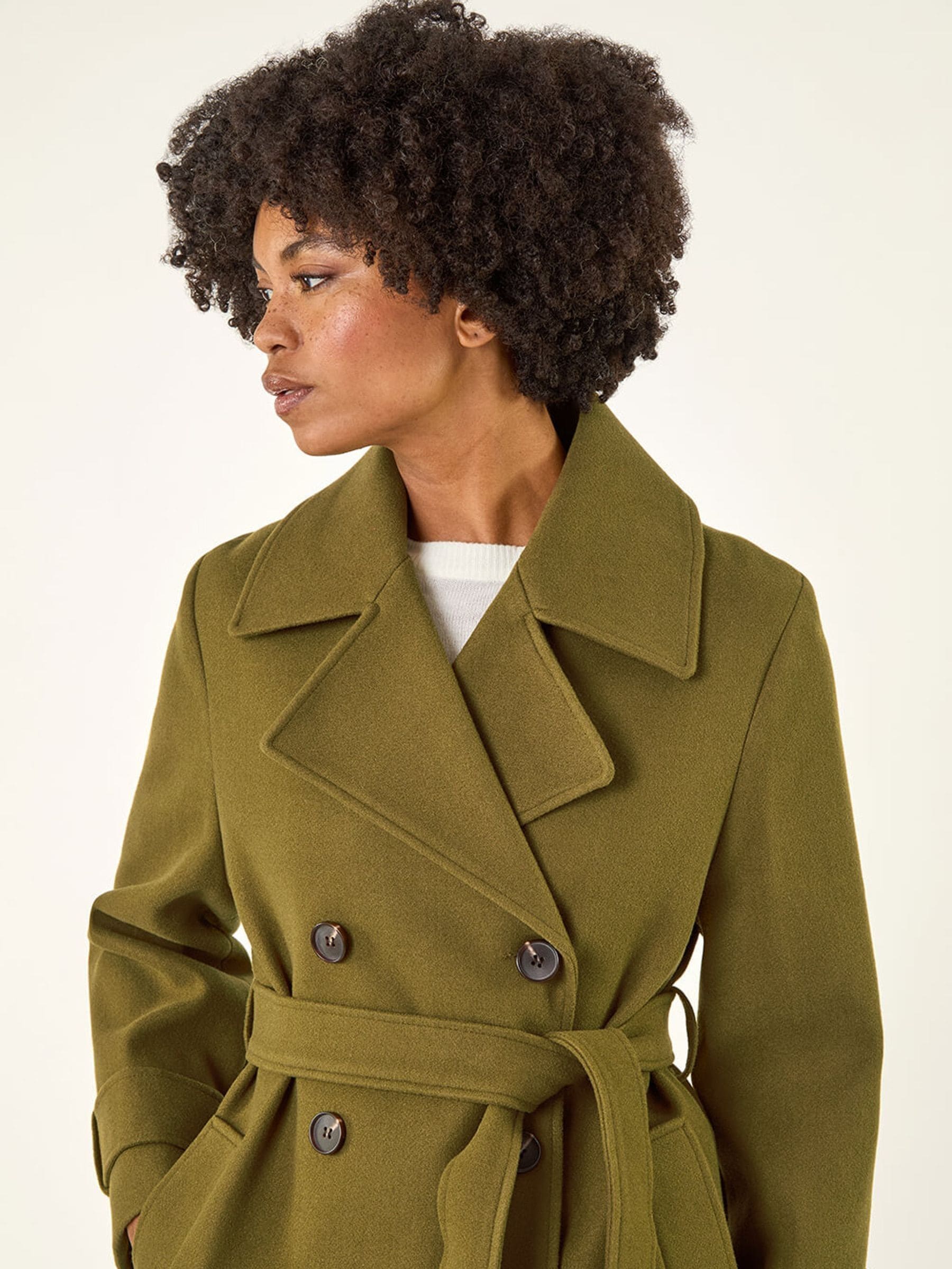 Groen - Roman Textured Premium Belted Smart Coat